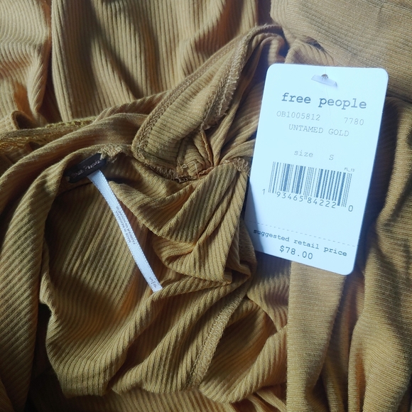 New Free People Shimmy Shake Untamed Marigold Mustard Gold Top SMALL Oversized - Picture 7 of 8